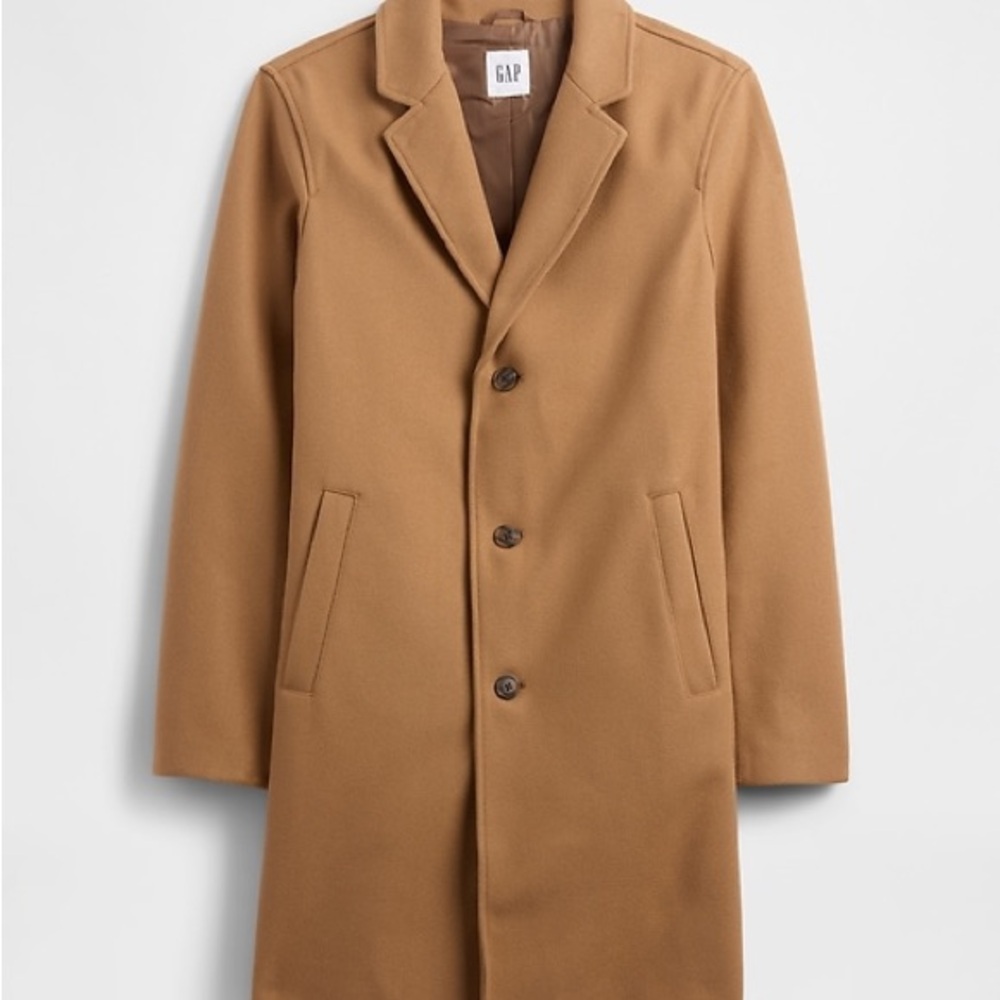 GAP Mens Wool Blend Tan Long Coat